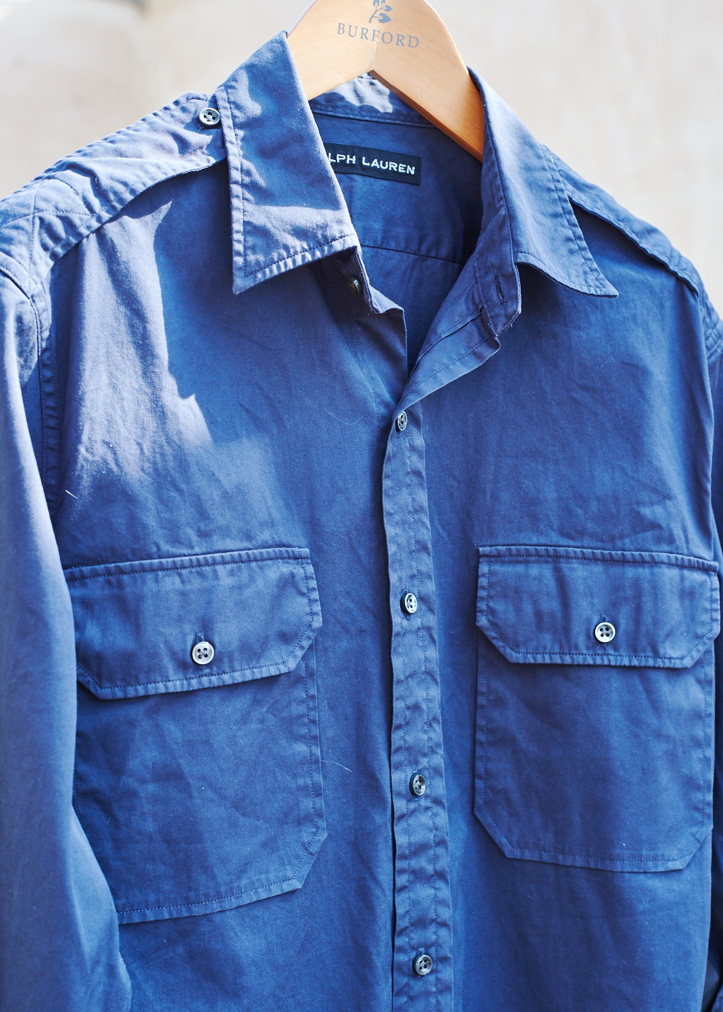 Kenny Ryder Ralph Lauren Blue Cotton Military Shirt/ S