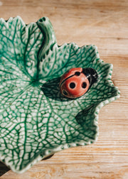 Bordallo Pinheiro Bordhallo Pinheiro Ragwort Leaf with Ladybird Bowl