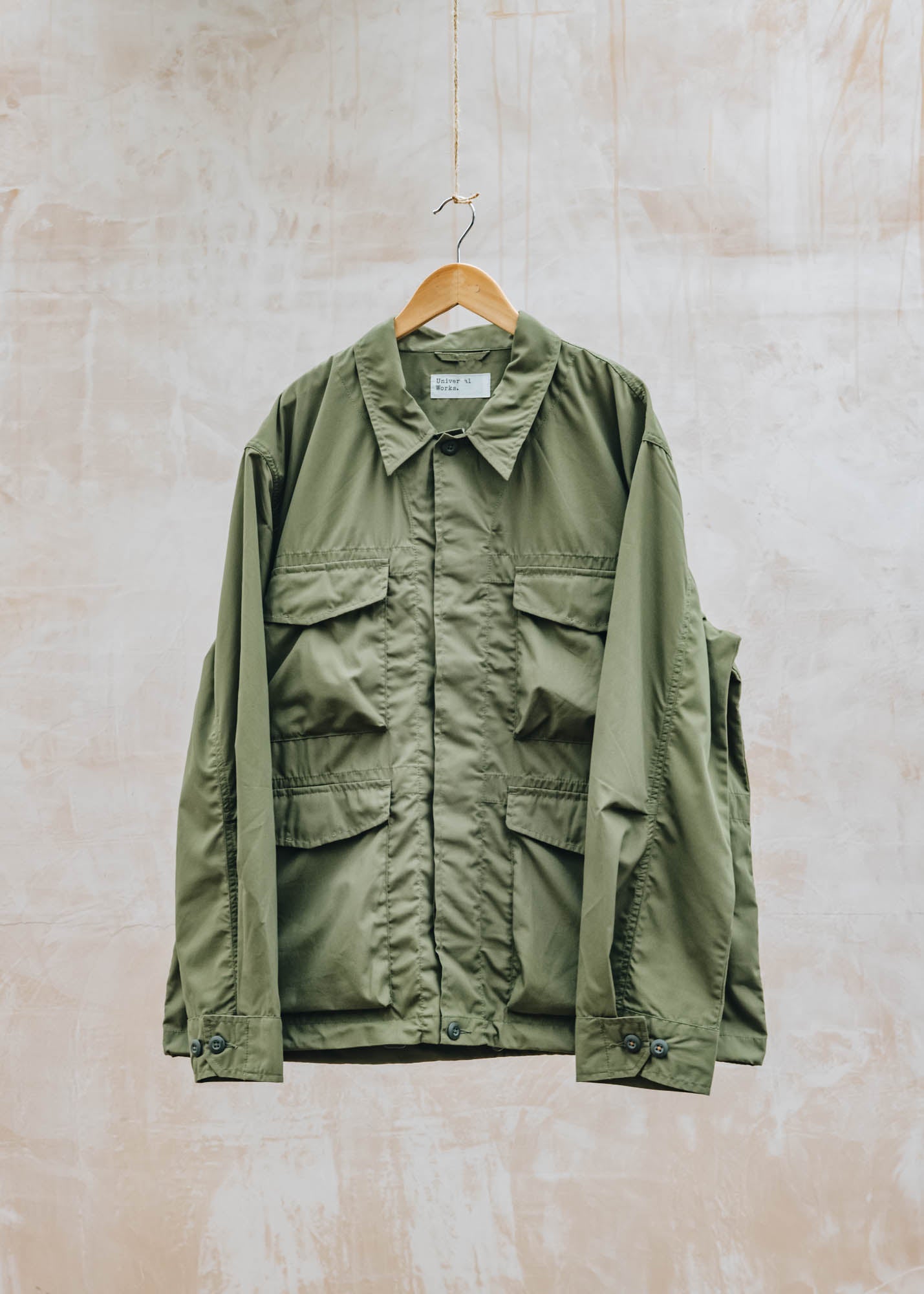Universal Works Recycled Polytech Parachute Jacket in Olive