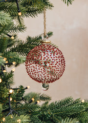 Red Dots Glass Bauble