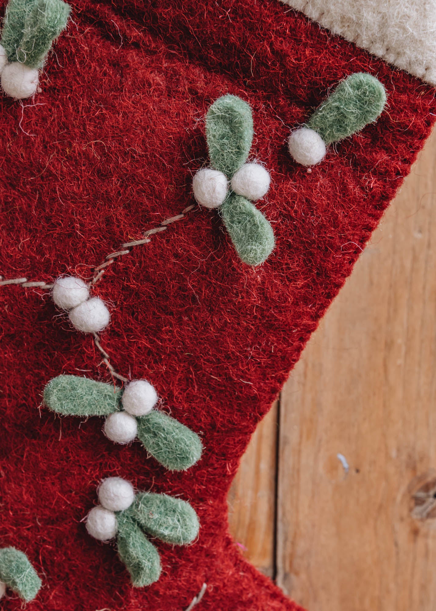 Scandi Chic Red Mistletoe Stocking