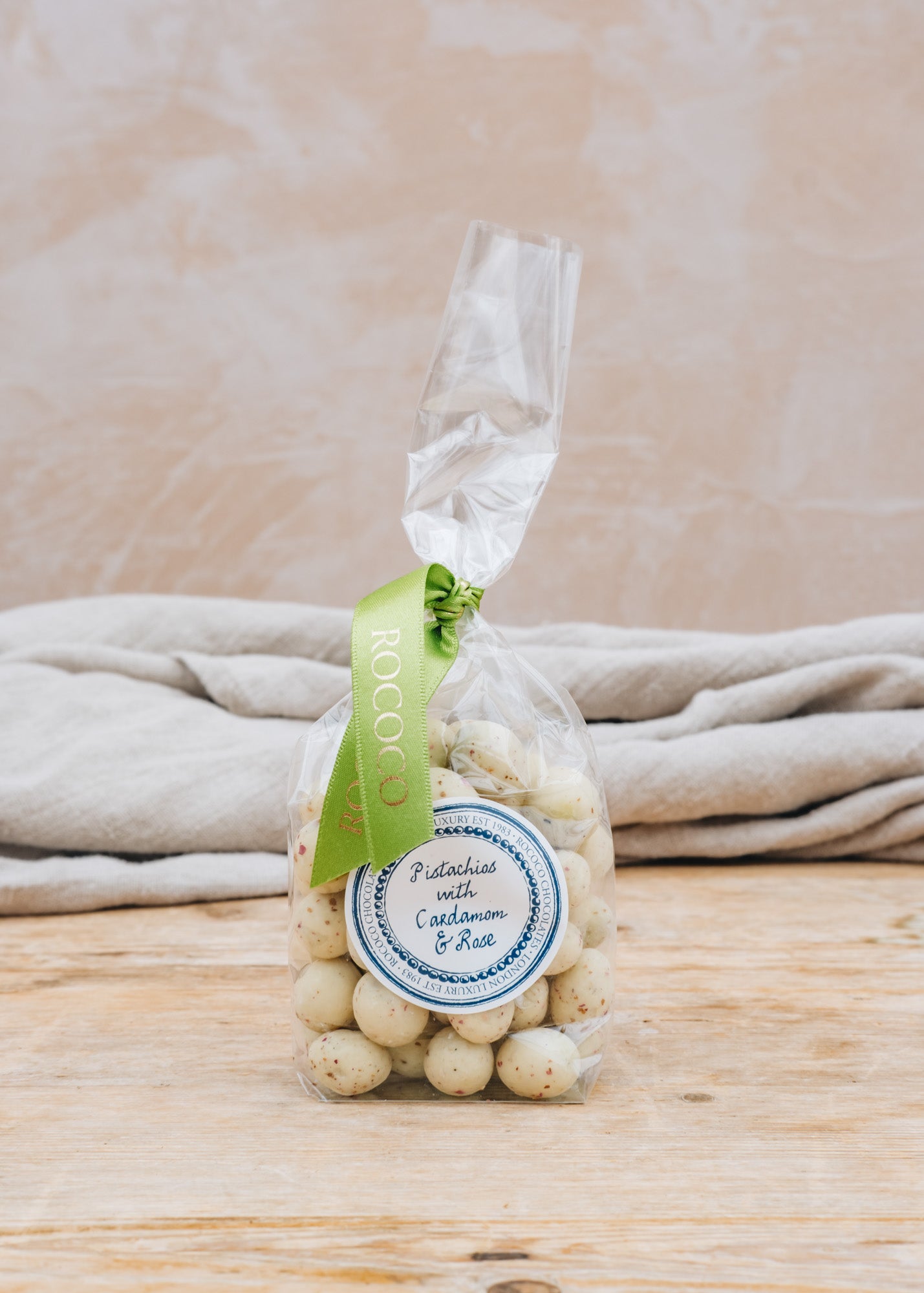 Maggie: Timeless Flowers White Chocolate covered Pistachios with Cardamom and Rose, 150g