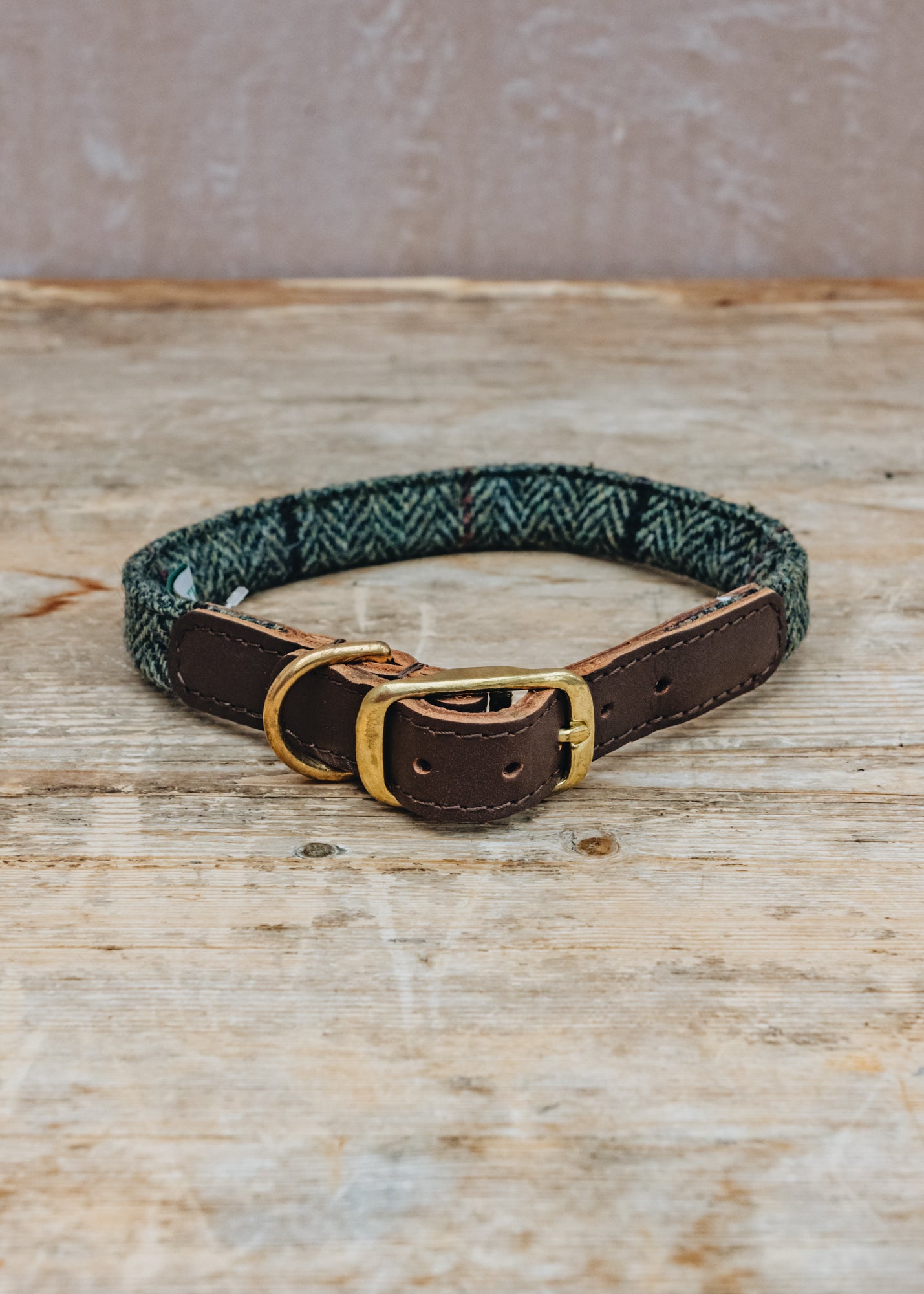 Green & Wild's Rolled Tweed Dog Collar in Chocolate
