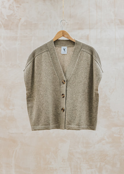 Roos V Neck Sleeveless Cardigan in Sandstorm Burford Garden Co