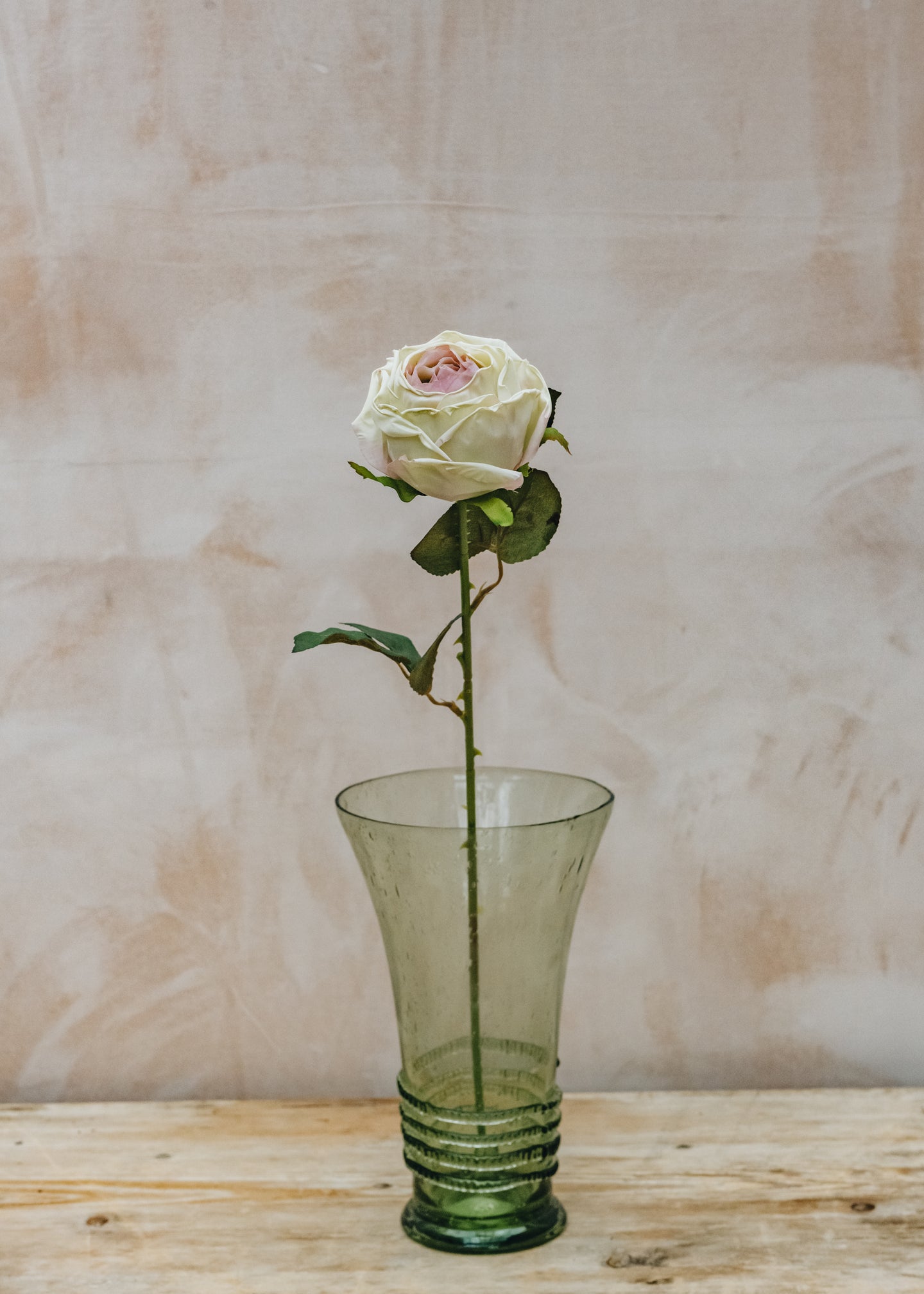 Maggie: Timeless Flowers Artificial Single Rose in White and Purple