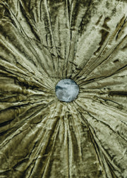 Round Velvet Cushion in Absinthe