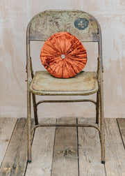 Round Velvet Cushion in Cerise