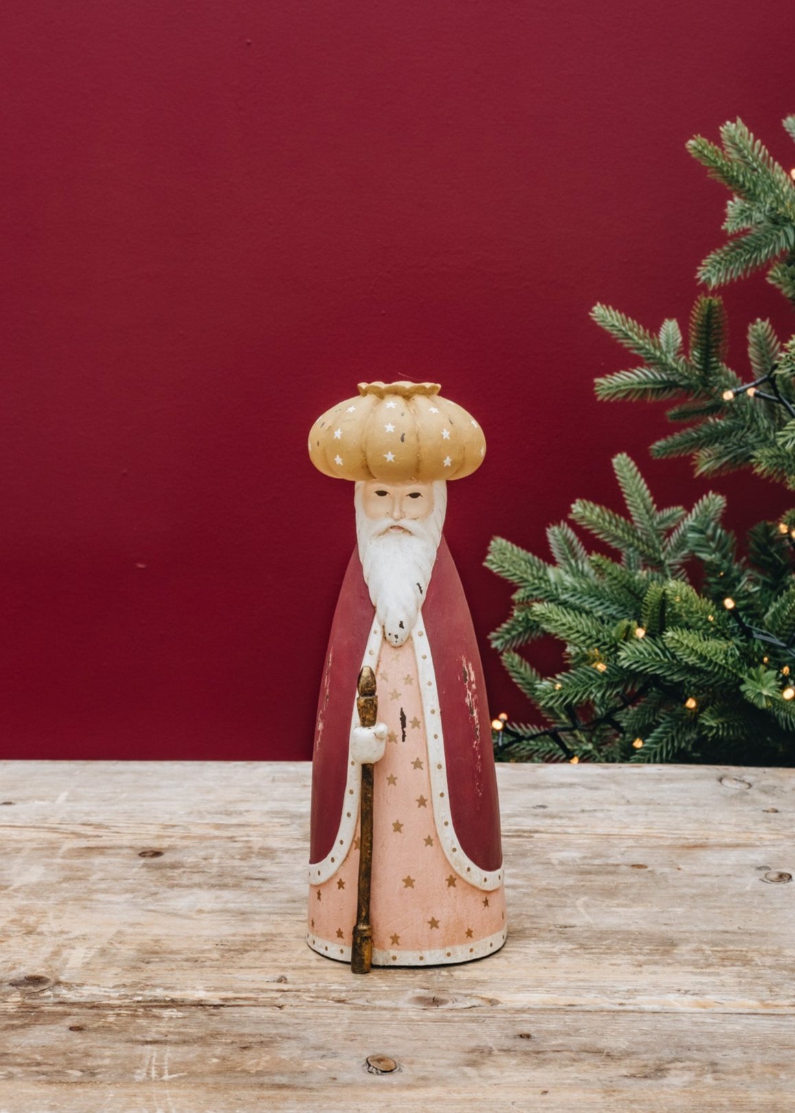 Ruby Wise King with Gold Hat Candleholder