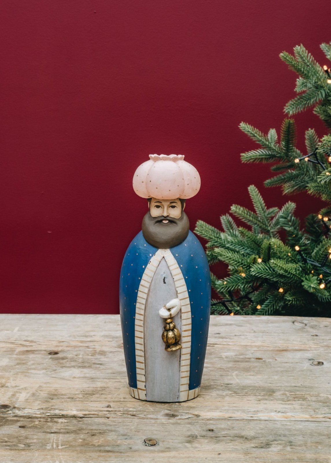 Ruby Wise King with Pink Hat Candleholder
