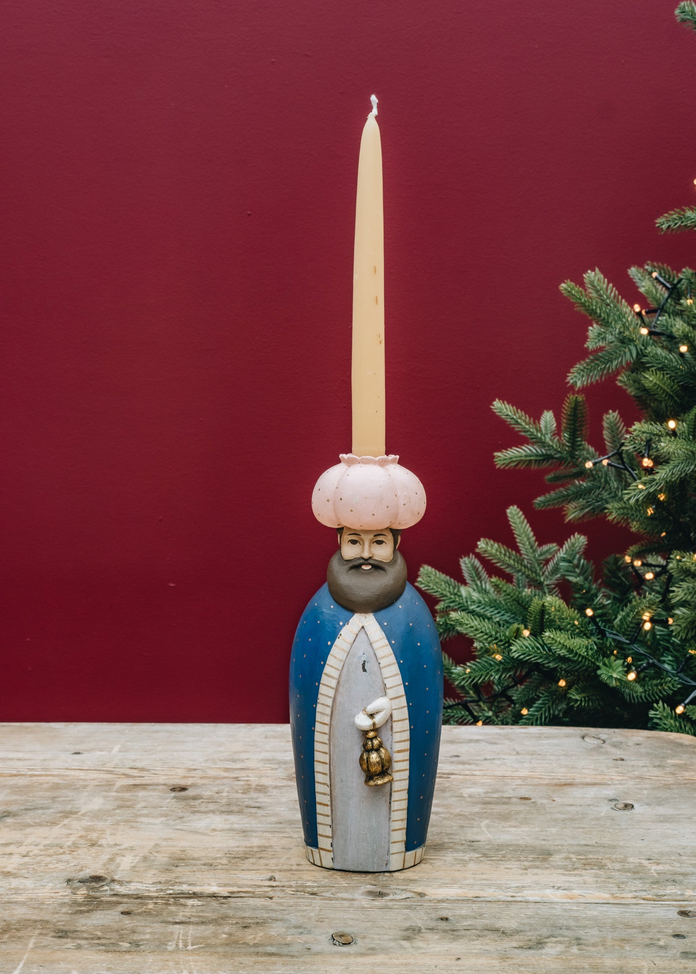 Bungalow Ruby Wise King with Pink Hat Candleholder