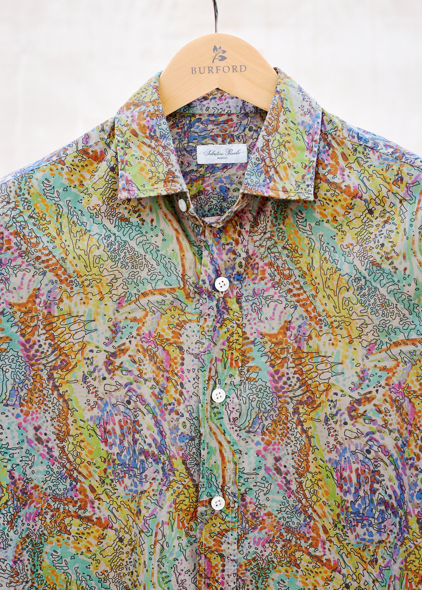 Salvatore Piccolo Handmade Multi-Coloured Patterned Cotton Shirt - M