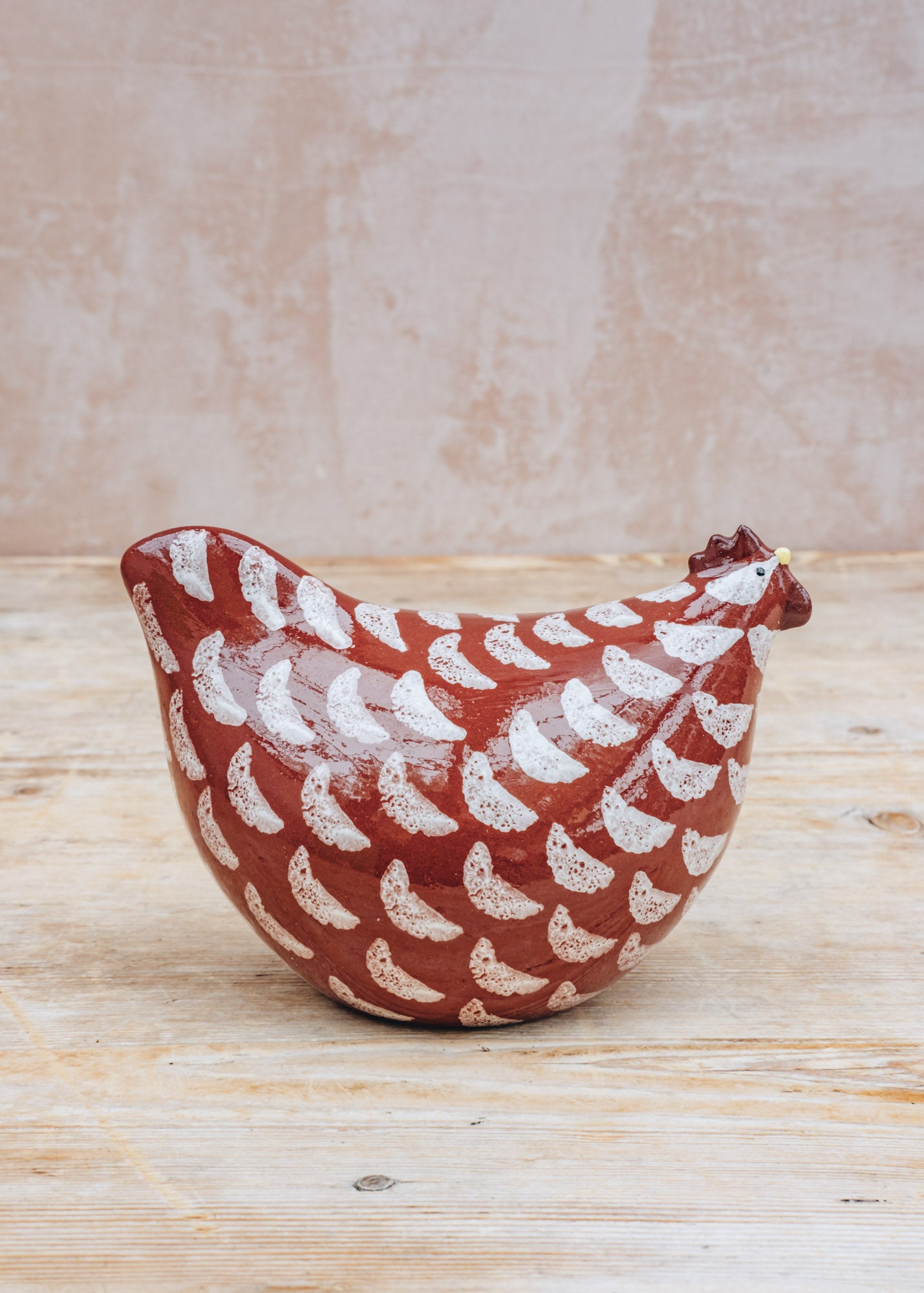 Large Ceramic Poulette in Bordeaux Spotted White