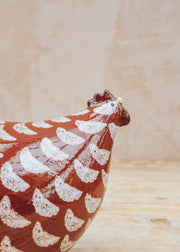 Sarl Caillard Deco Large Ceramic Poulette in Bordeaux Spotted White