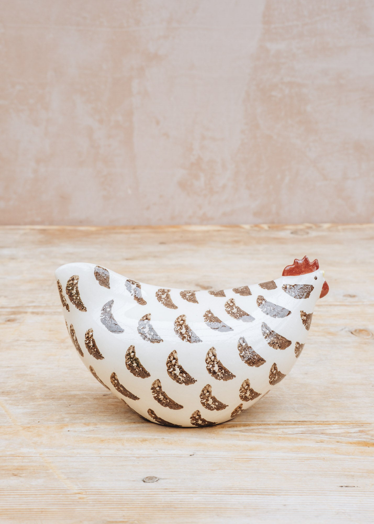 Medium Ceramic Poulette in White Spotted Black
