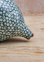 Sarl Caillard Deco Pecking Ceramic Quail in Green Spotted Cobalt