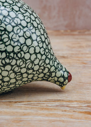 Sarl Caillard Deco Pecking Ceramic Quail in Green Spotted Green Duck