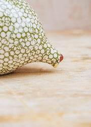 Sarl Caillard Deco Pecking Ceramic Quail in White Spotted Green