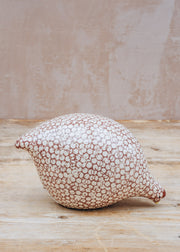 Pecking Ceramic Quail in White Spotted Pink