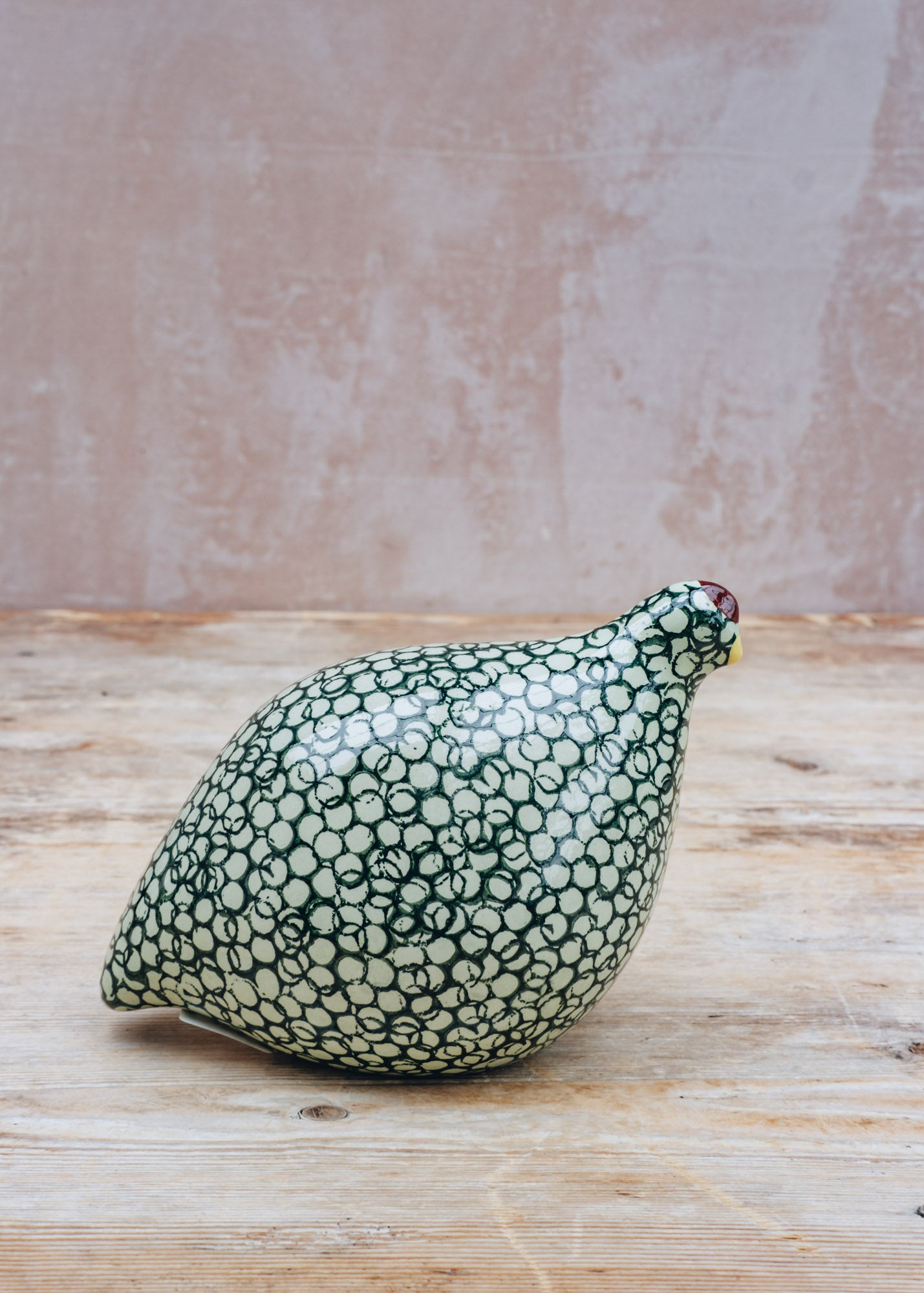 Ceramic Quail in Green Spotted Green Duck