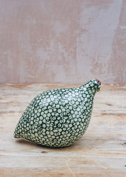 Ceramic Quail in Green Spotted Green Duck