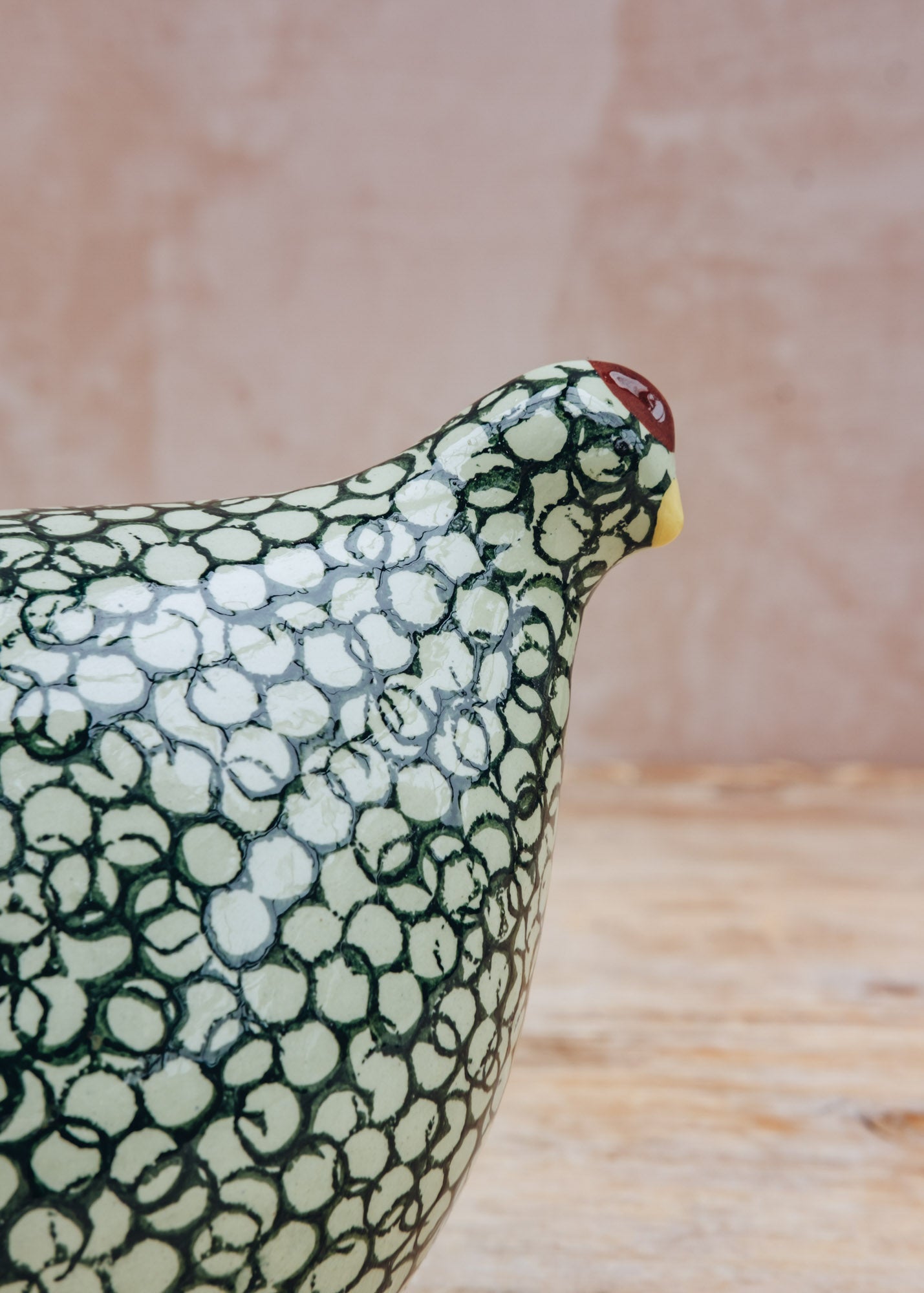 Sarl Caillard Deco Ceramic Quail in Green Spotted Cobalt