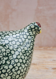 Sarl Caillard Deco Ceramic Quail in Green Spotted Cobalt