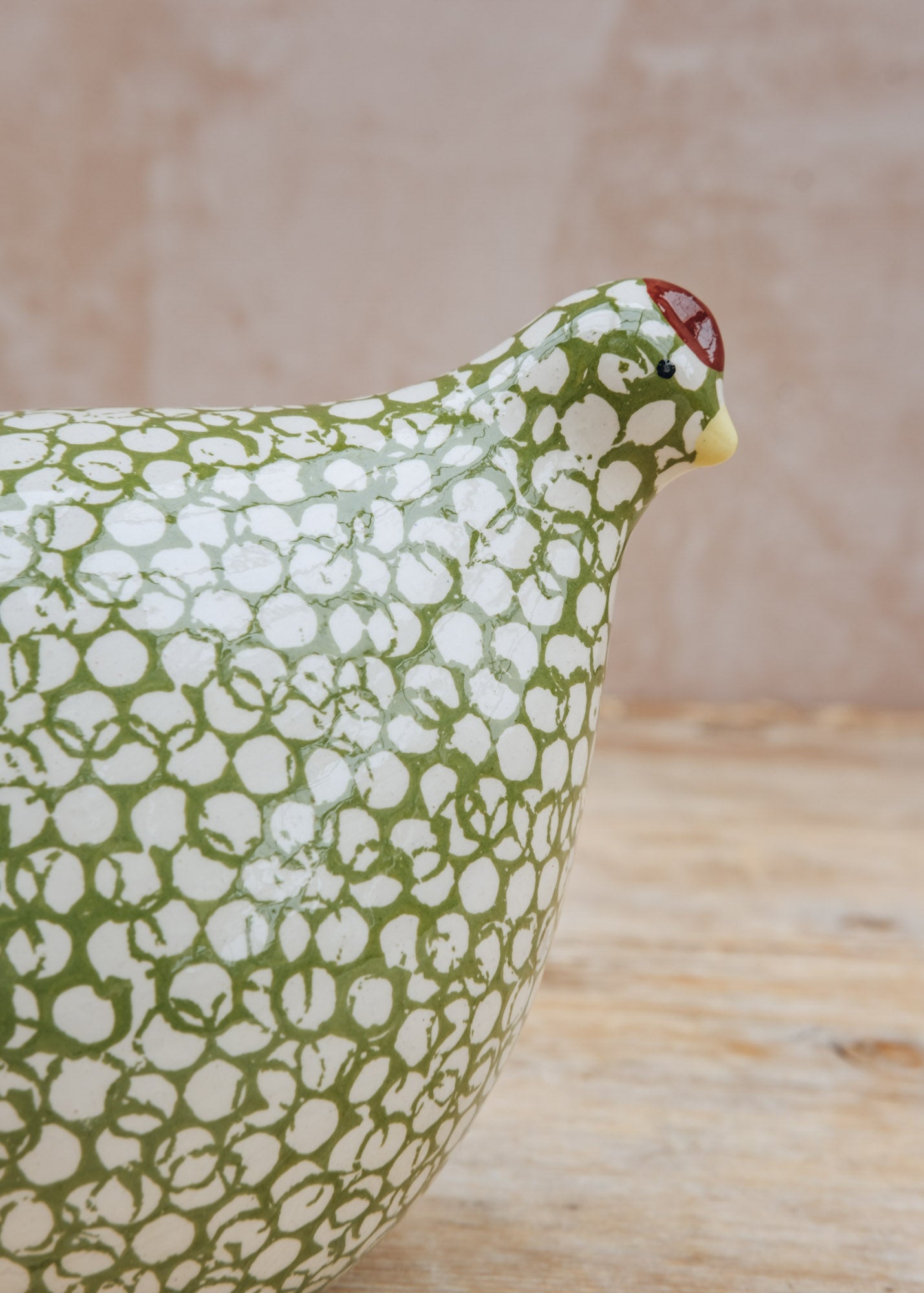 Sarl Caillard Deco Ceramic Quail in White Spotted Green