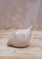 Ceramic Quail in White Spotted Pink