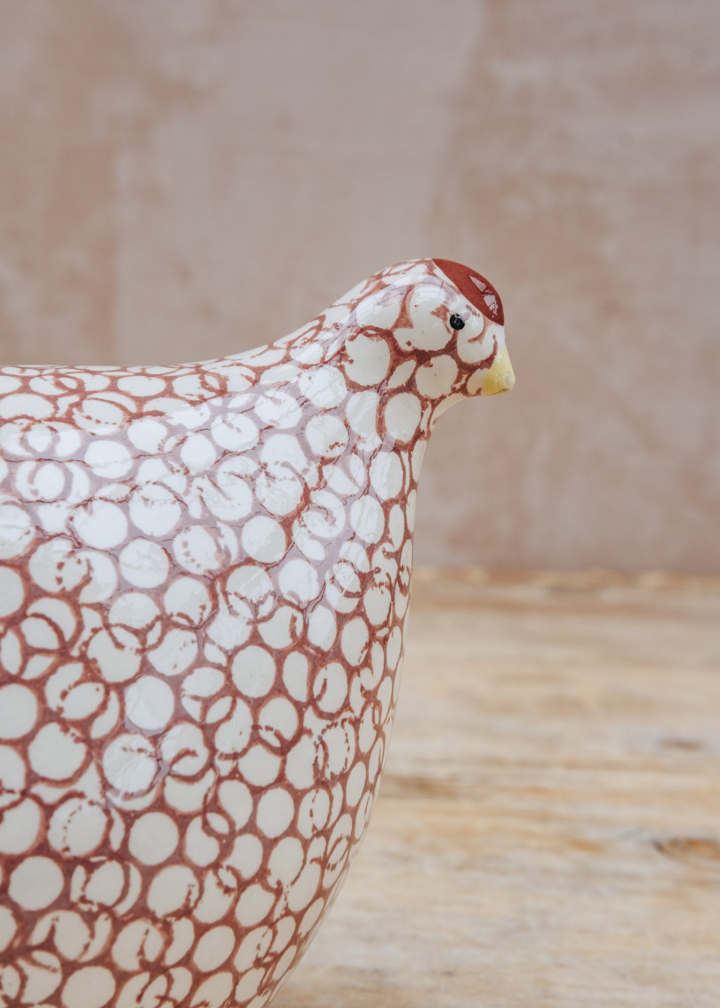 Sarl Caillard Deco Ceramic Quail in White Spotted Pink