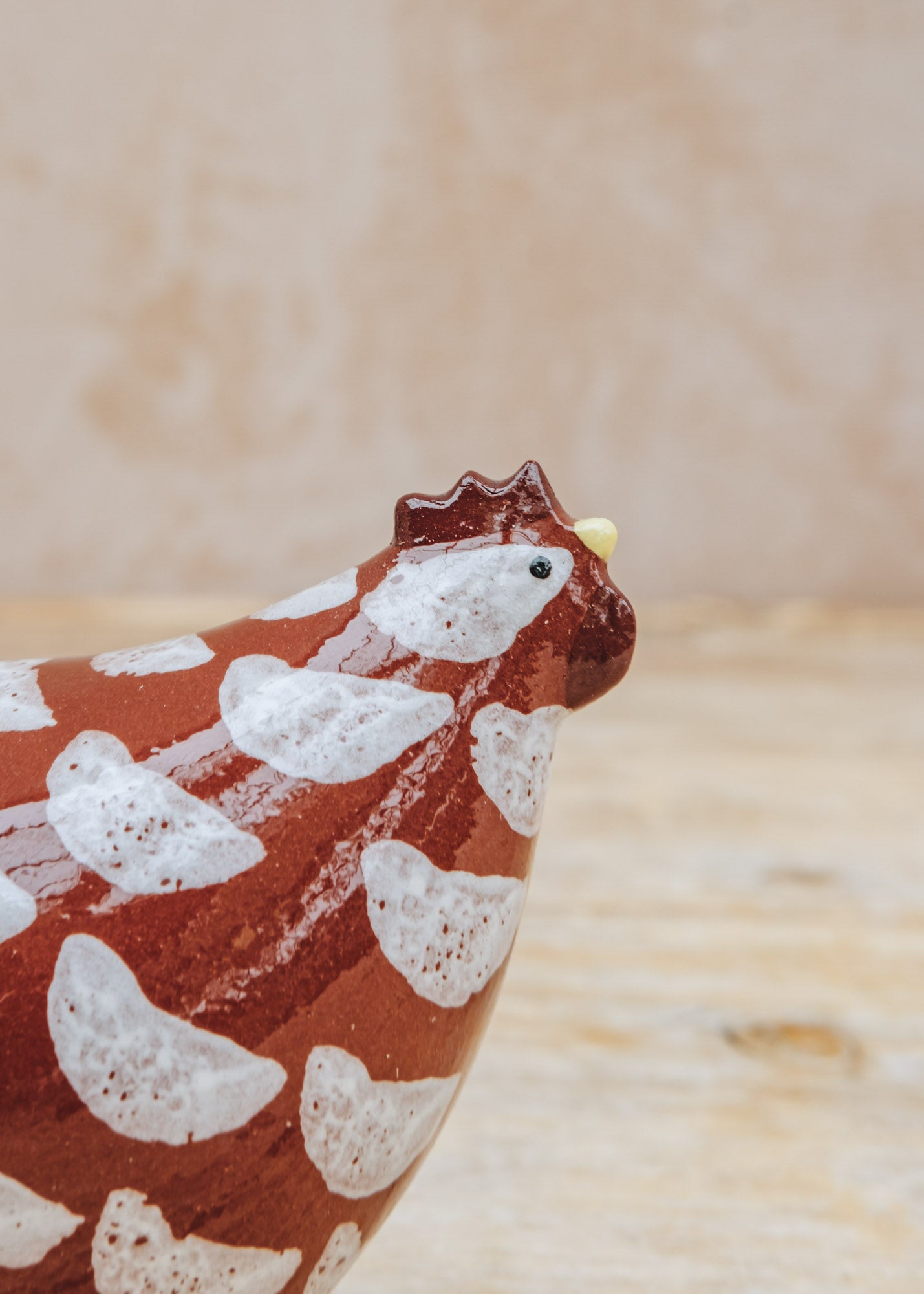 Sarl Caillard Deco Small Ceramic Poulette in Bordeaux Spotted White