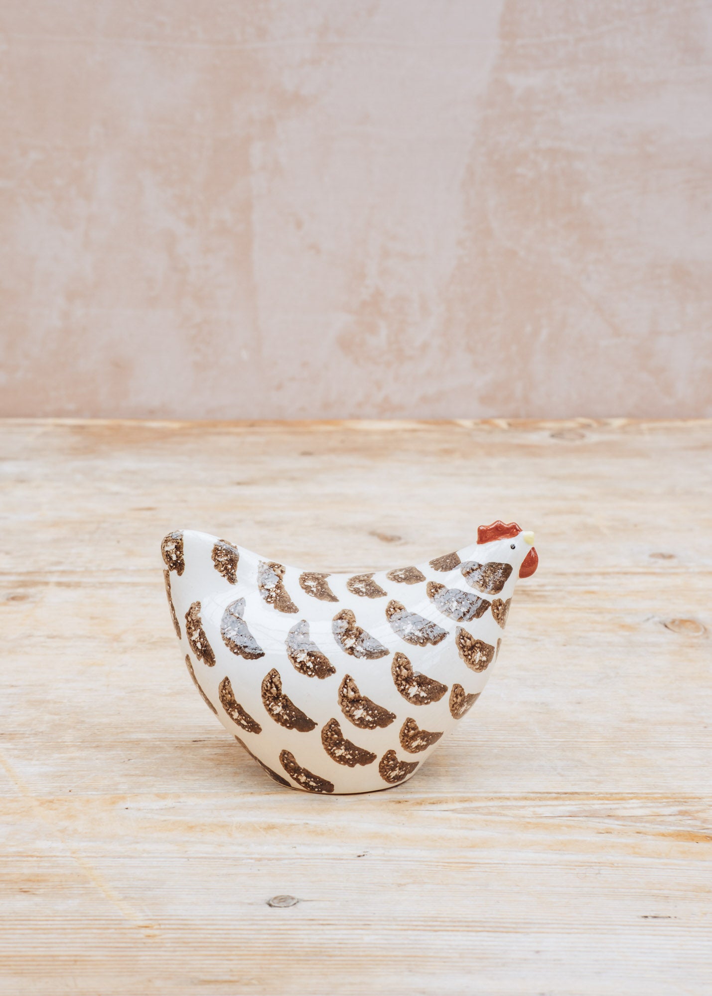 Small Ceramic Poulette in White Spotted Black