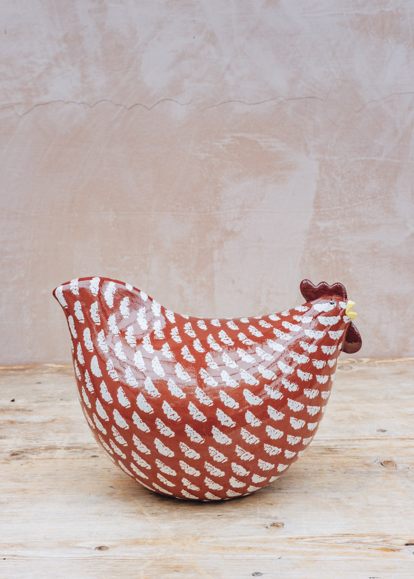 Very Large Ceramic Poulette in Bordeaux Spotted White