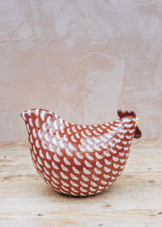 Very Large Ceramic Poulette in Bordeaux Spotted White