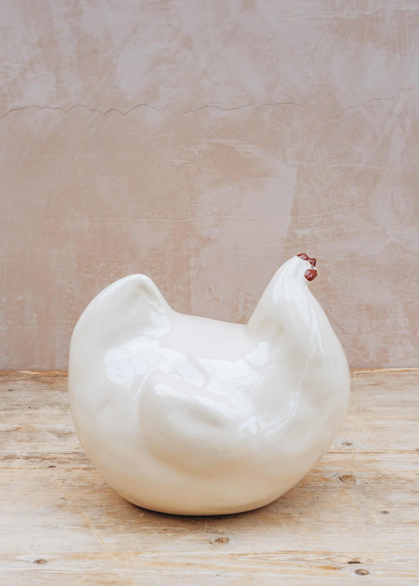 Very Large Ceramic Hen in Solid White