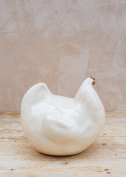 Very Large Ceramic Hen in Solid White