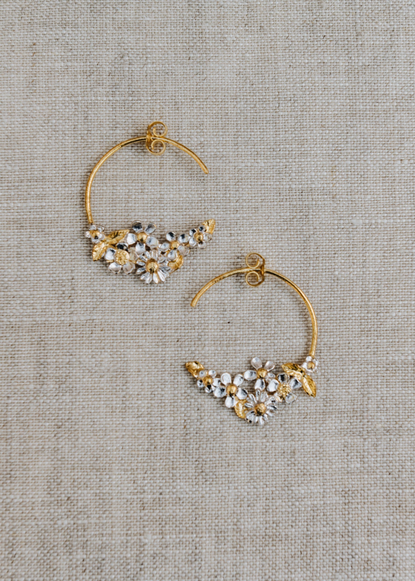 Alex Monroe Silver and Gold Plate Bee Fine Hoop Earrings