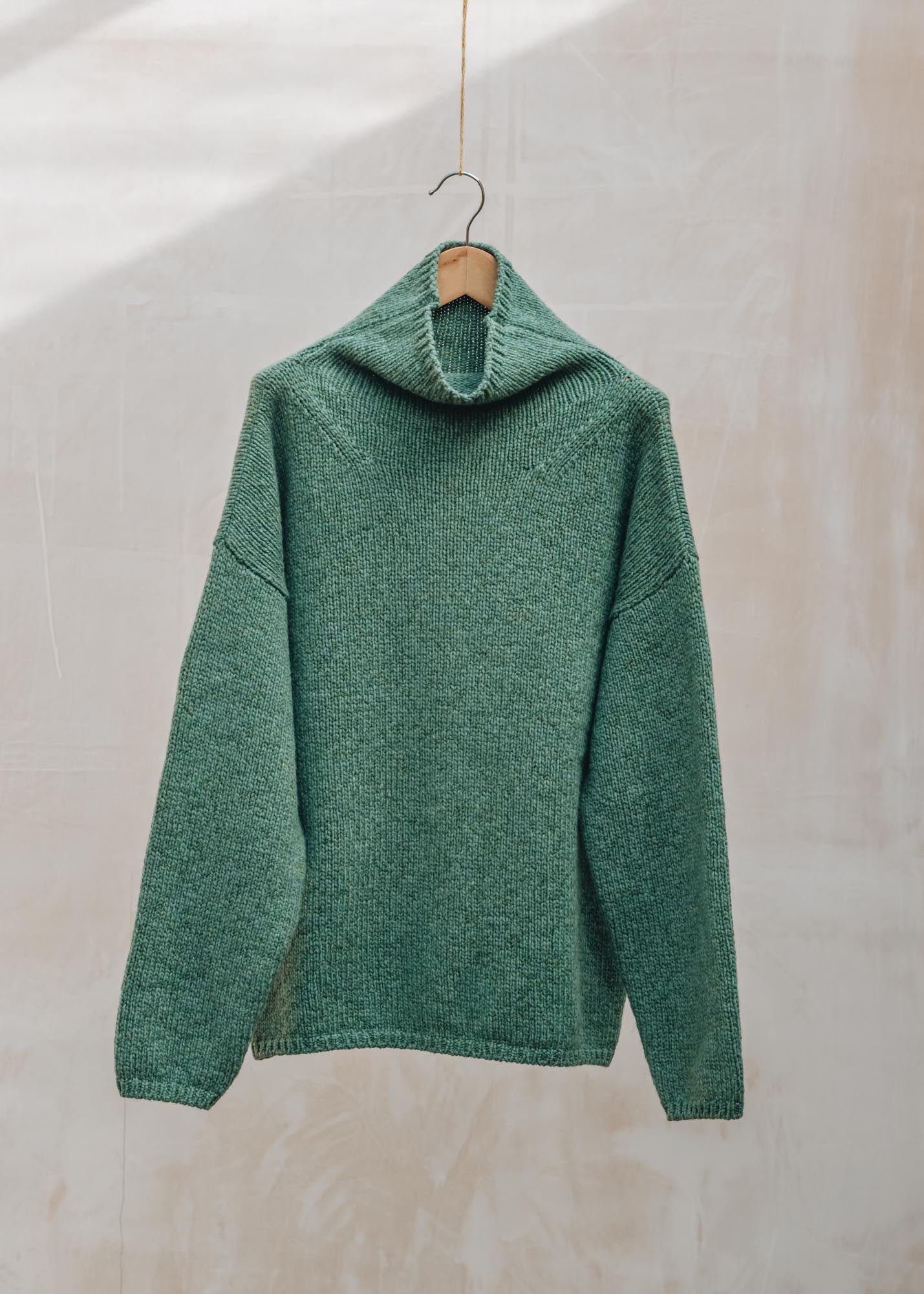 Fisherman out of Ireland Slouch Neck Fish Sweater in Sage