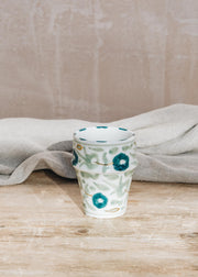 Small Beldi Flower Almond Green and Dark Green Ceramic Cup MM