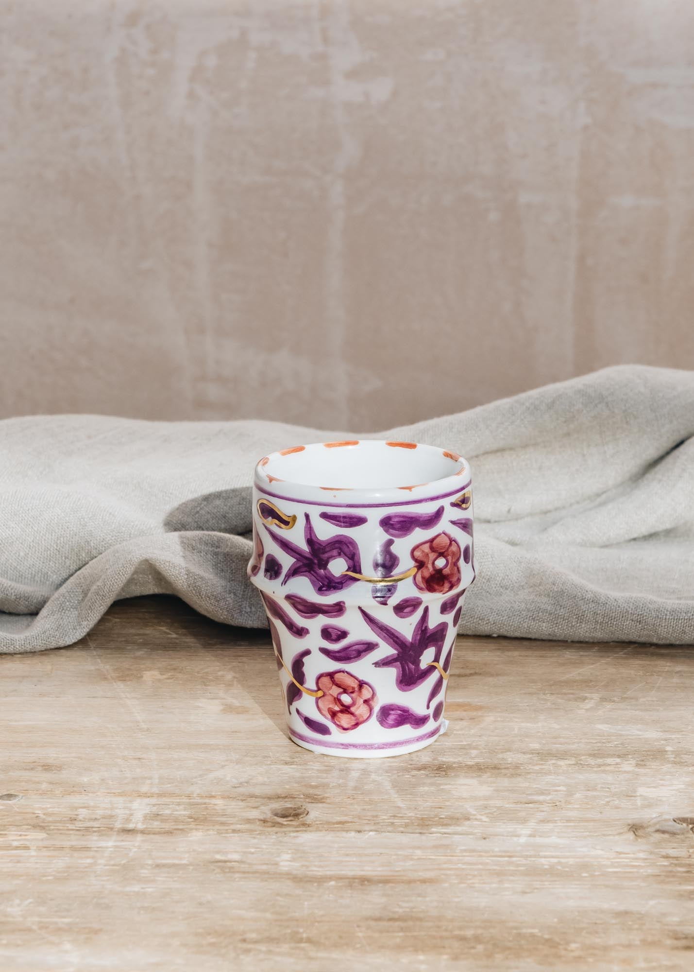 Small Beldi Flower Lilac and Aubergine Ceramic Cup MM