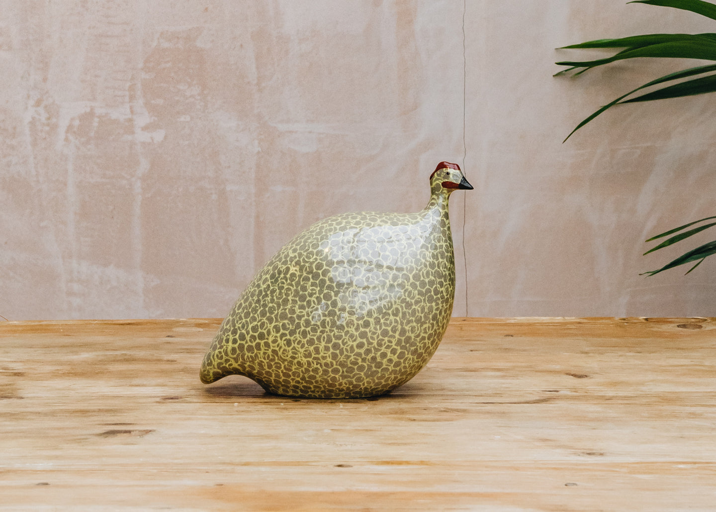 Small Ceramic Guinea Fowl in Grey Spotted Yellow