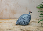 Small Ceramic Guinea Fowl in Blue Spotted Lavender