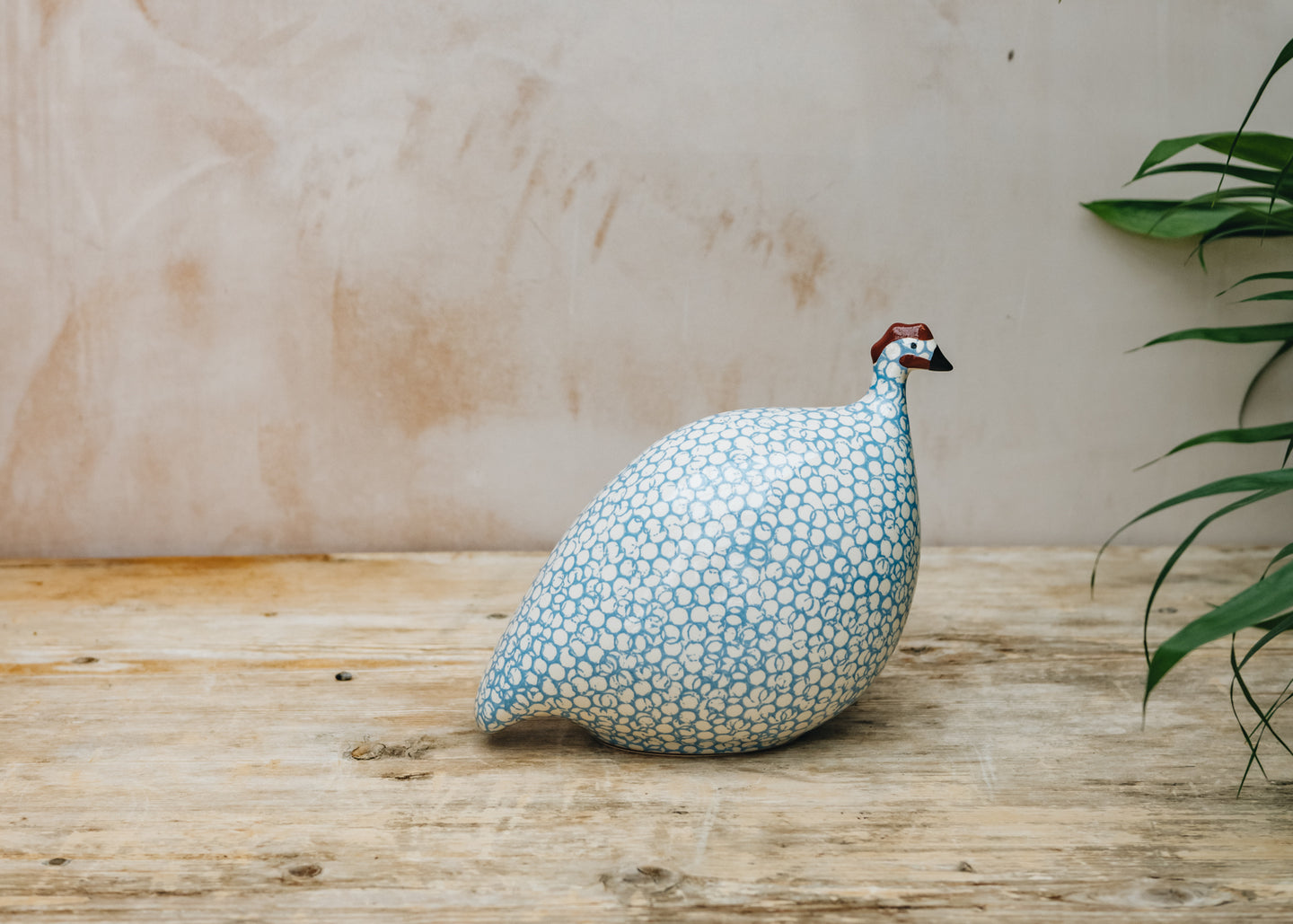 Small Ceramic Guinea Fowl in White Spotted Lavender