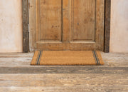 Small Natural Coir Doormat with Triple Stripe