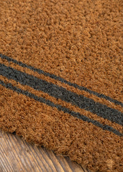 One Dot World Small Natural Coir Doormat with Triple Stripe