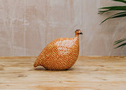 Sarl Caillard Deco Small Ceramic Guinea Fowl in Red Spotted Yellow