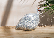 Small Ceramic Guinea Fowl in White Spotted Cobalt