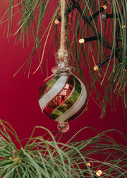 Treasure Tree Spiral Bauble in Red, Green and White