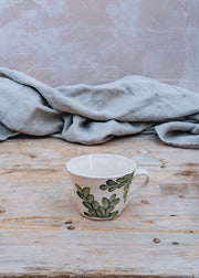 Squat Mug in Green Vine