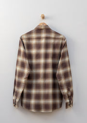 Sunspel Button Down Flannel Shirt in Chestnut Melton Check