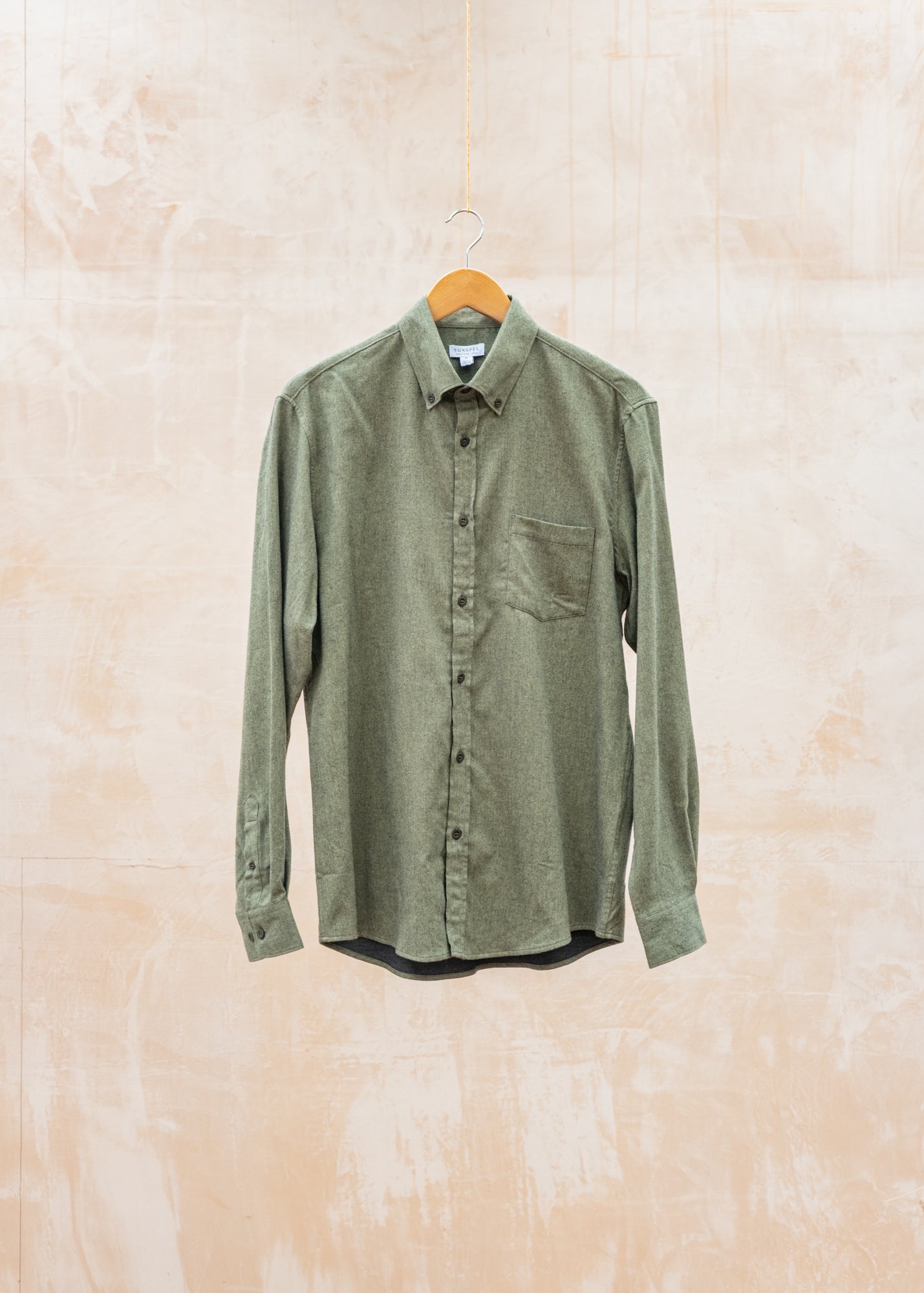 Brushed Cotton Flannel Shirt in Sea Moss Melange